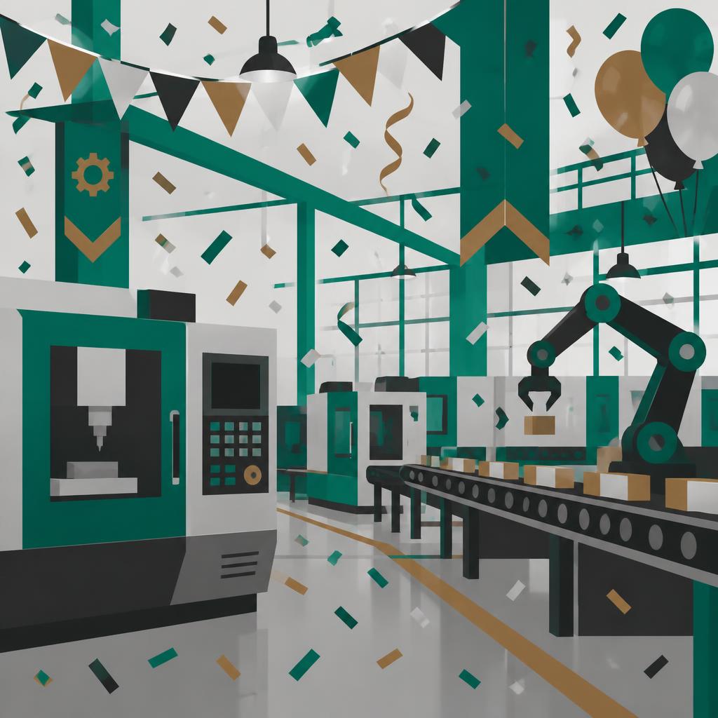 Demo illustration of a celebration in a manufacturing facility